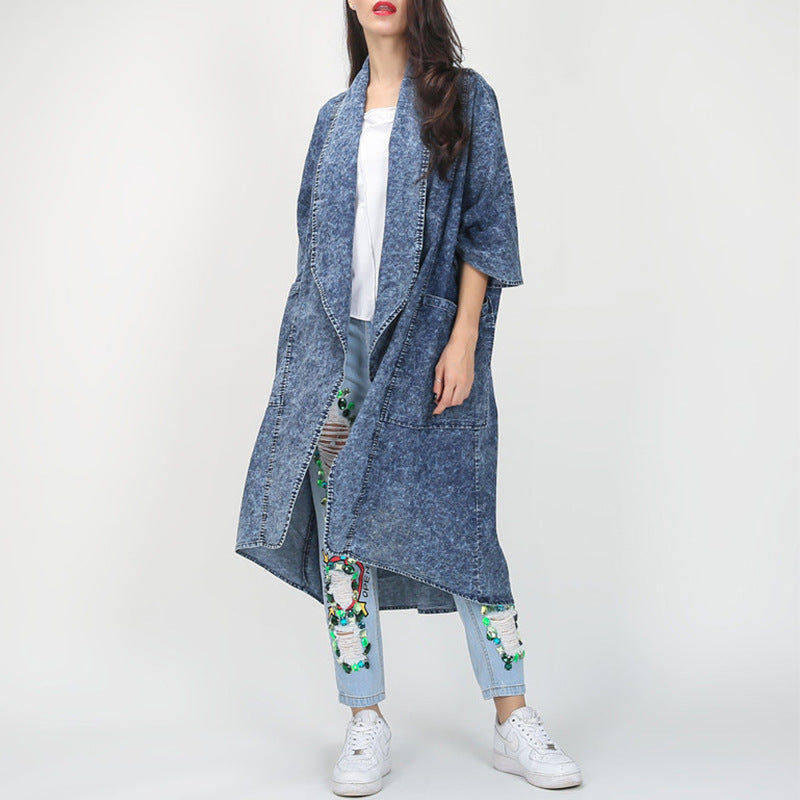 Fashionable Autumn/Winter Denim Trench Coat for Women    