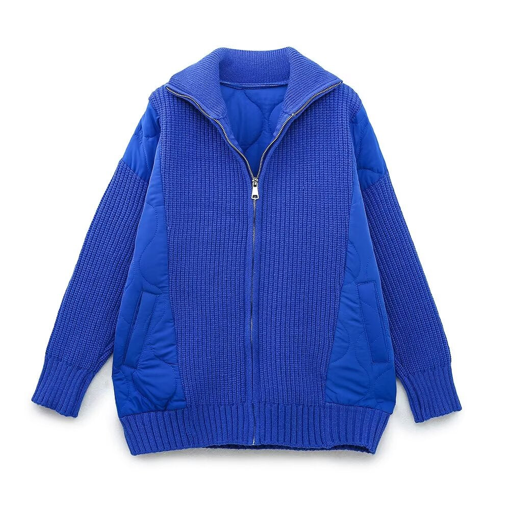 Trendy Cotton Padded Jacket with Turtleneck Collar for Women    