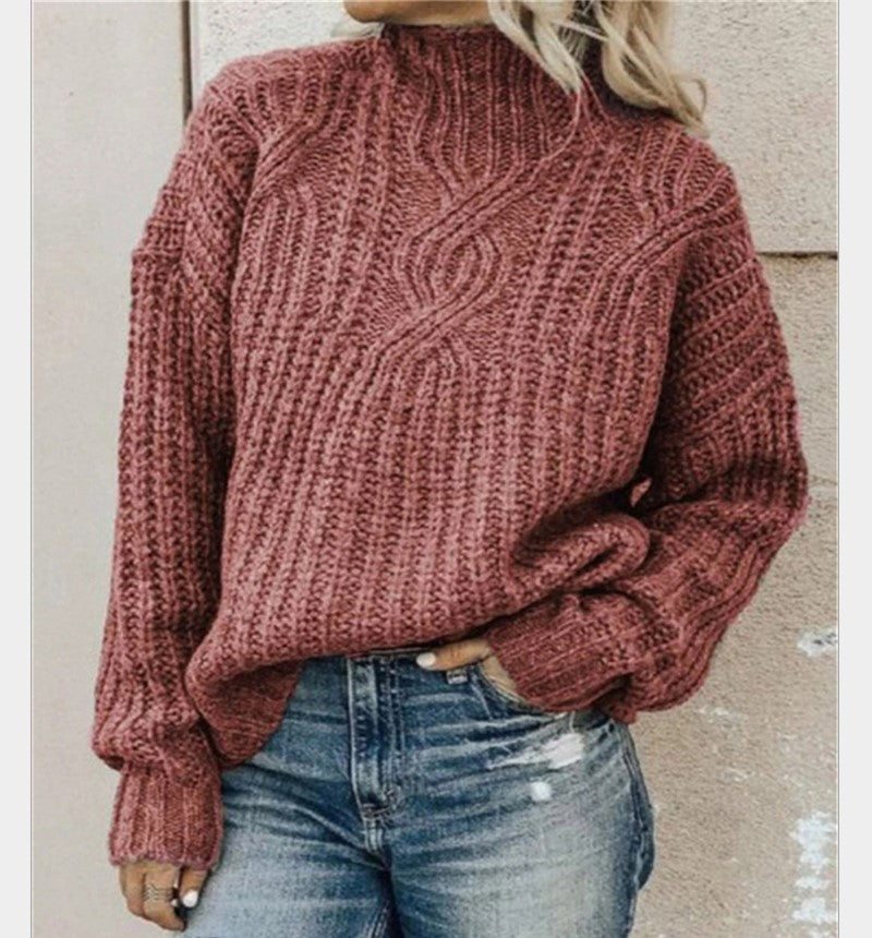 Women's Turtleneck Knitted Pullover Sweater