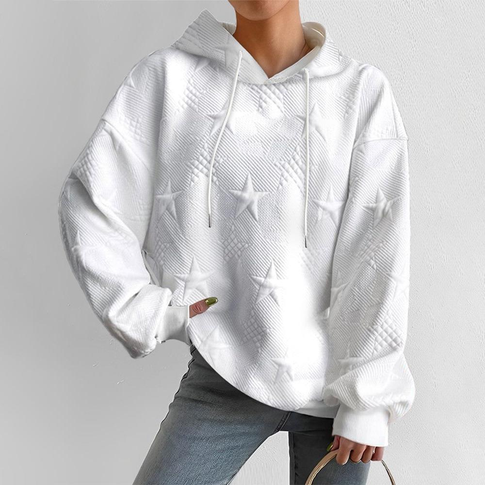 Lily® | Gezellig sweatshirt met capuchon en sterrendessin met structuur