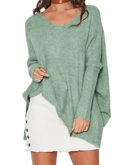 Aquamarine Casual Loose Zipper Sweater - Landing Closet