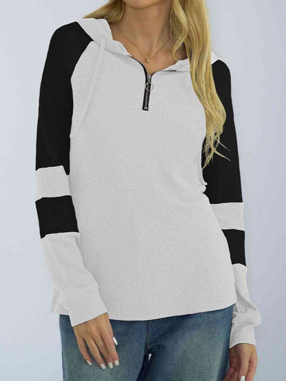 Waffle-Knit Raglan Sleeve Zipper Front Hoodie (3 Colors) Shirts & Tops Krazy Heart Designs Boutique   