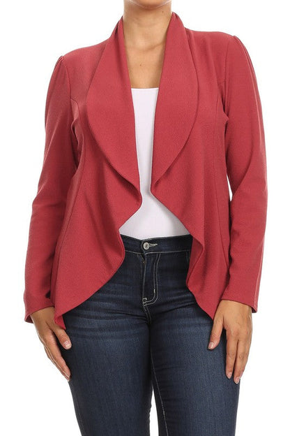 Honey Plus Casual Solid open front jacket blazer