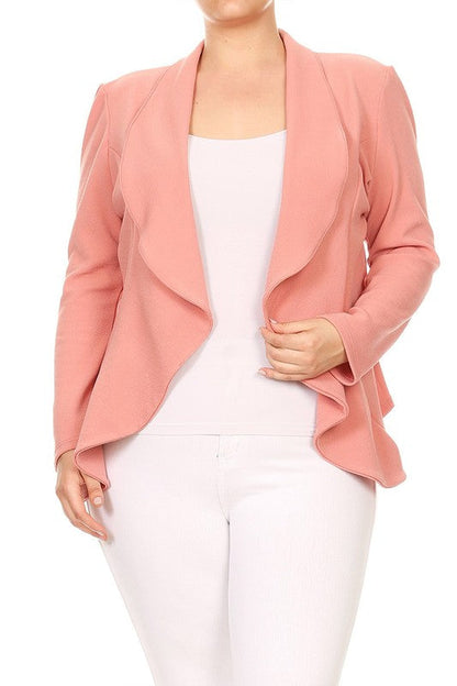 Honey Plus Casual Solid open front jacket blazer