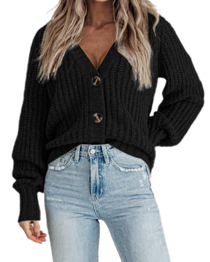 zeagoo womens 2023 fall chunky knit cardigans open front long sleeve v neck button loose cardigan sweaters