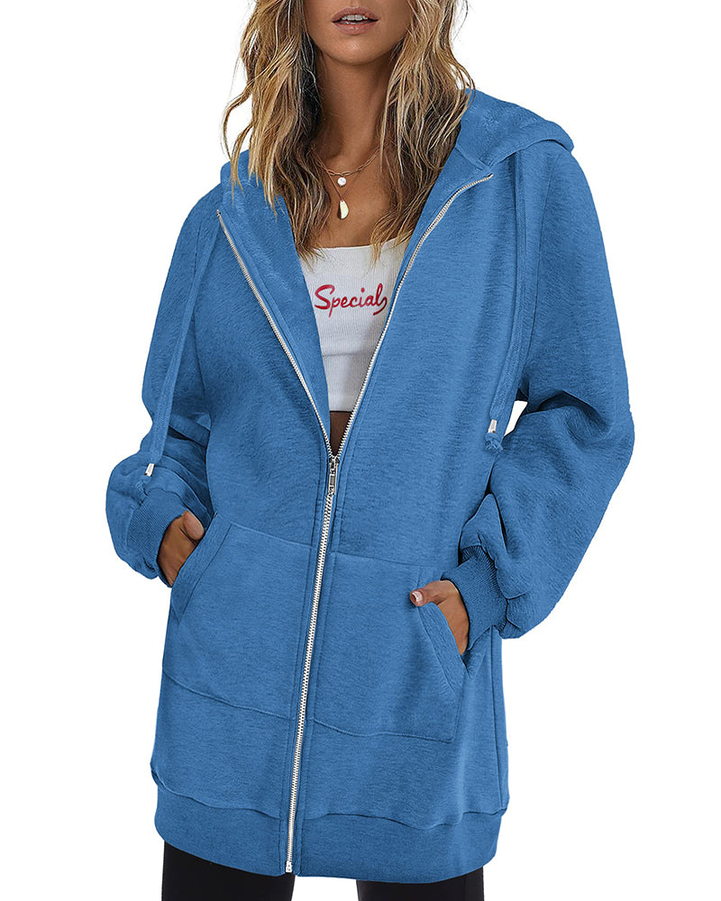 zeagoo women casual zip up fleece hoodies tunic sweatshirt long hoodie jacket