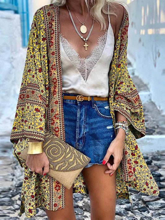 Bohemian Long Sleeve Mid-Length Cardigan Shopvhs.com