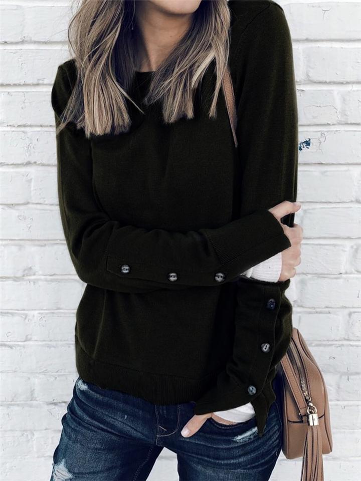 Casual Style Long Sleeve Solid Color Sweatshirt Shopvhs.com