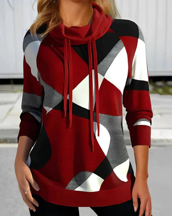 Fuxniz - Top with hood, high collar and contrast