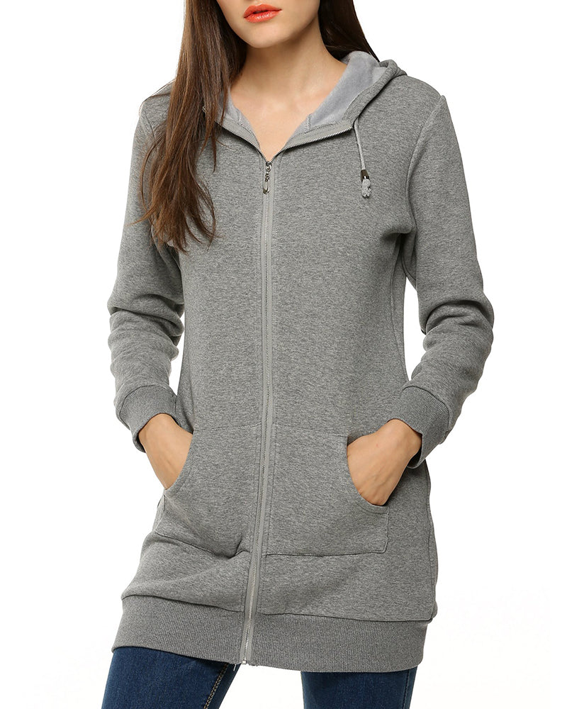 zeagoo women casual zip up fleece hoodies tunic sweatshirt long hoodie jacket