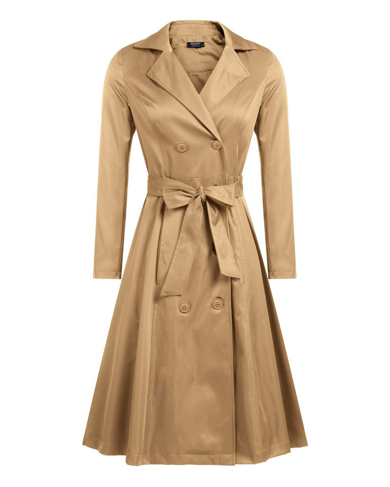 zeagoo womens trench coats double breasted long coat with belt