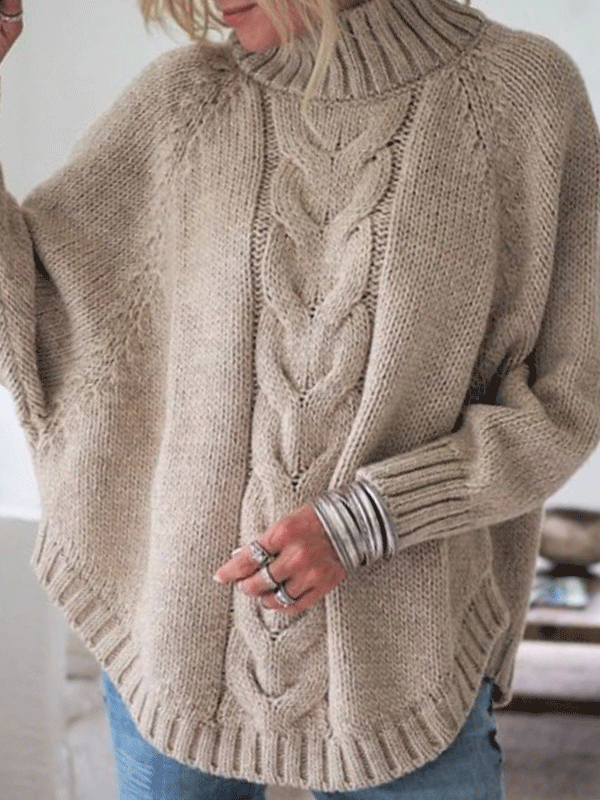 Loose High Neck Long Sleeve Sweater Shopvhs.com