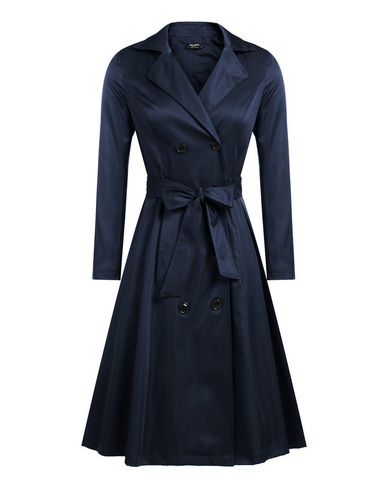 zeagoo womens trench coats double breasted long coat with belt