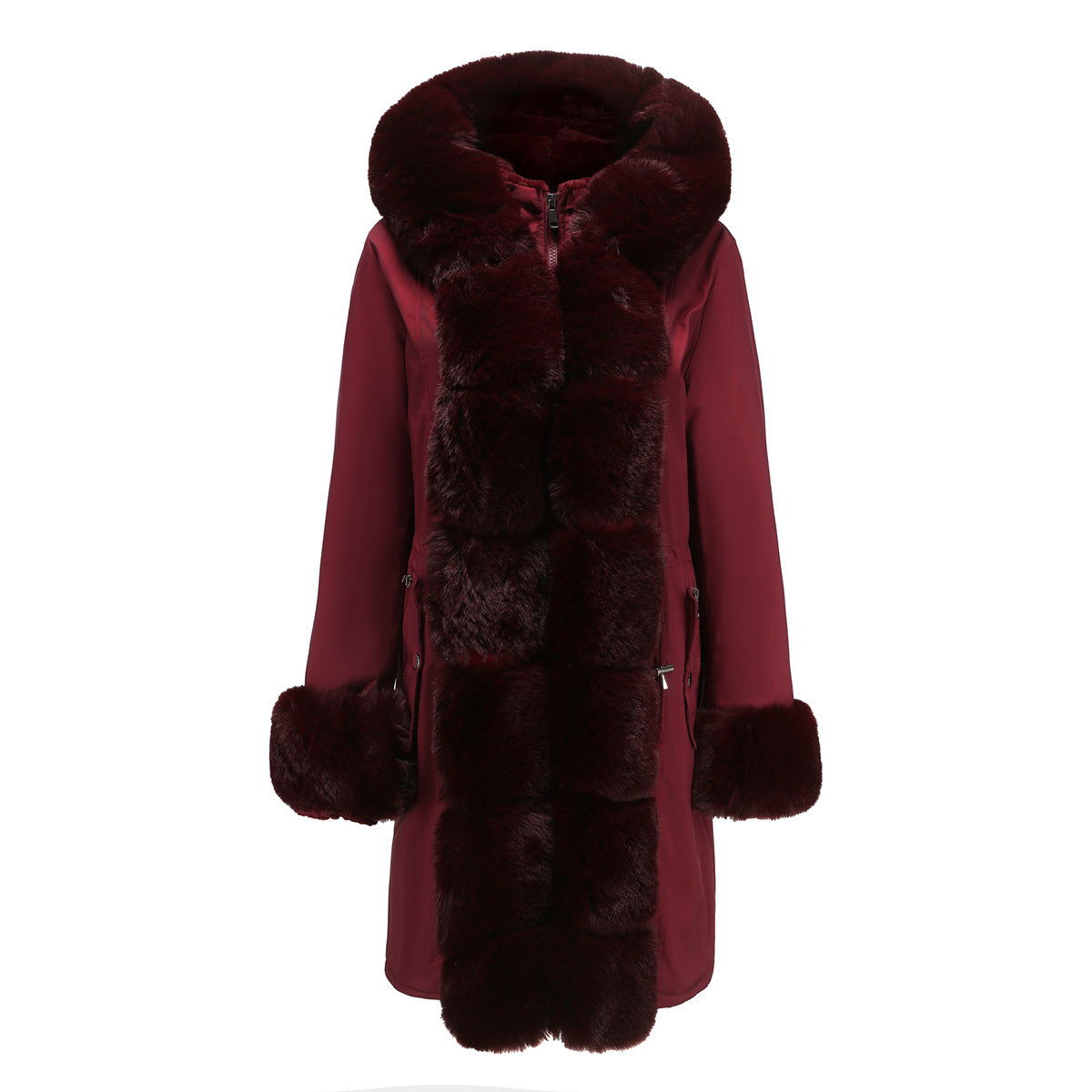 Women's Cozy Hooded Parka with Detachable Fur Collar    