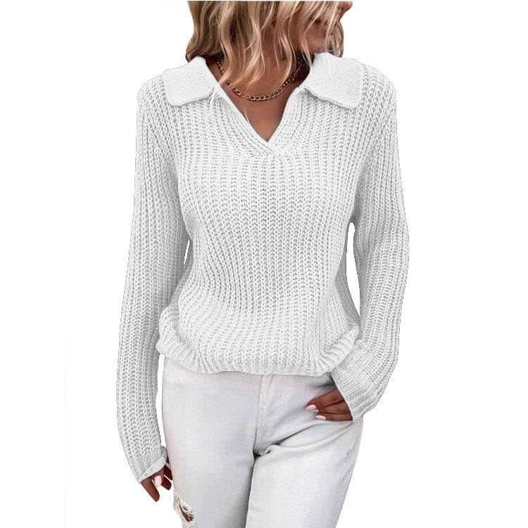 Women's Slim Fit Long Sleeve Polo Collar Knitted Sweater for Fall/Winter  S Khaki 