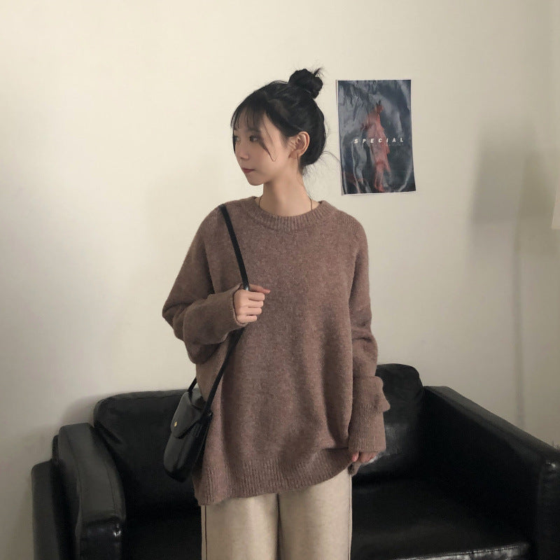 fall outfits 2024 Soft Nuo Sweater Women's Gray New Loose Lazy Style Autumn and Winter Outer Wear Korean Style Pullover Bottoming Shirt Inner Top Fashion