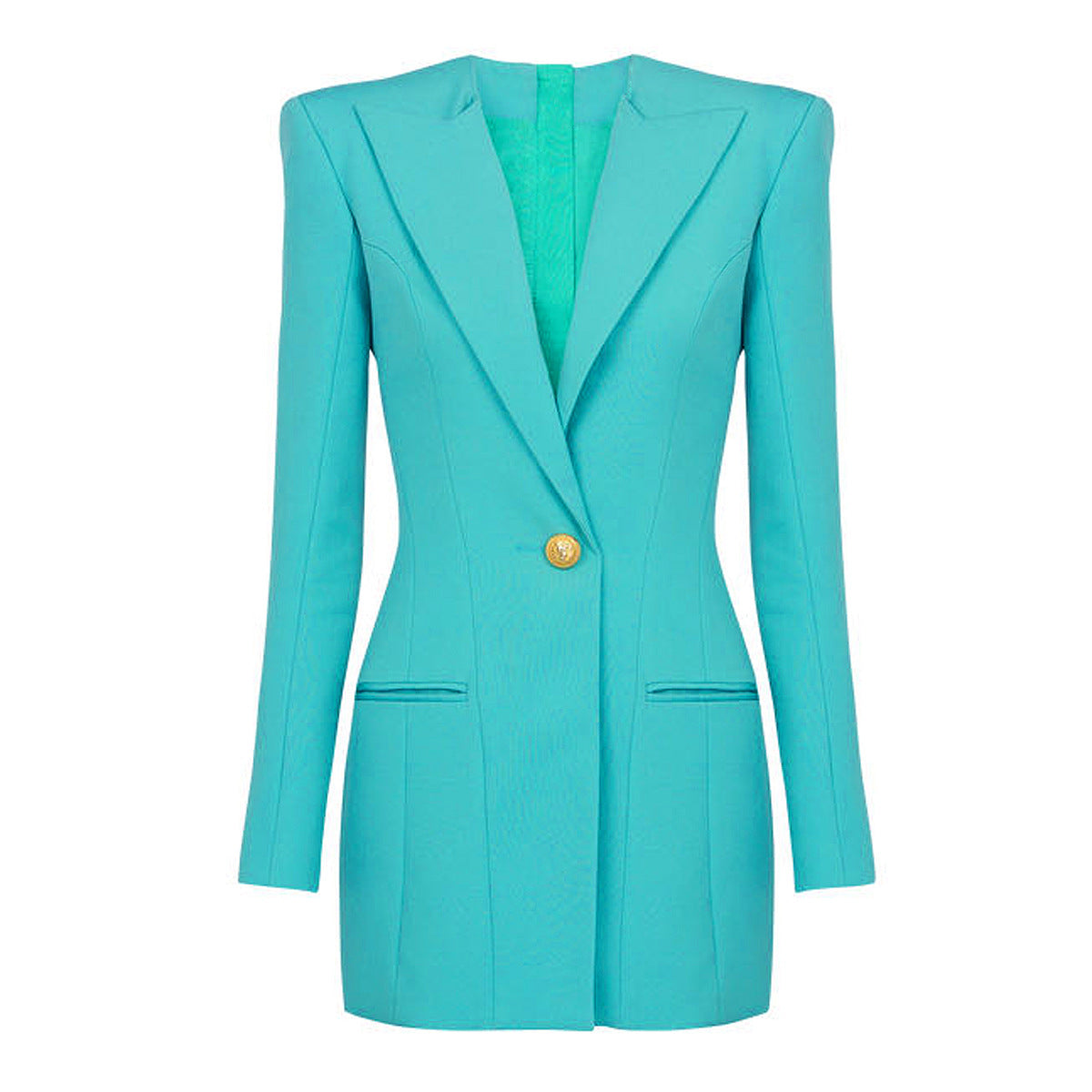 Business Blazer Dress With Ornate Gold Buttons