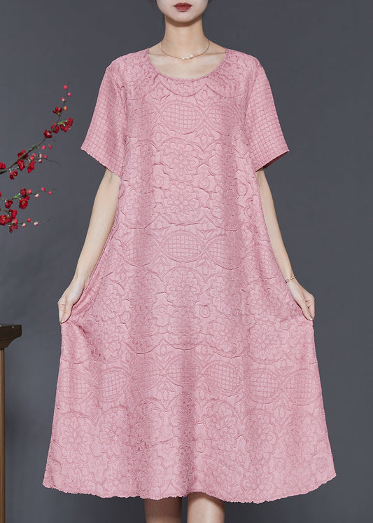 Pink Jacquard Cotton Vacation Dresses Oversized Summer SD1027 Ada Fashion