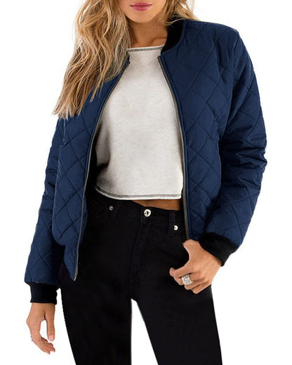 womens quilted bomber jacket casual coat zip up outerwear windbreaker with pockets zeagoo us only