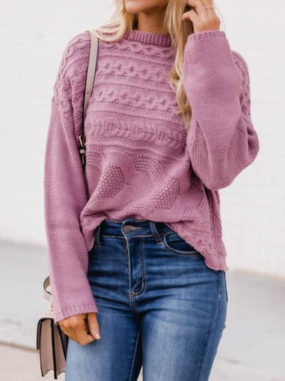 Round Neck Pullover Twist Long Sleeve Sweater Shopvhs.com