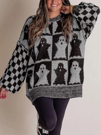 Sweaters - Oversized Halloween Sweater Ghost Jumper