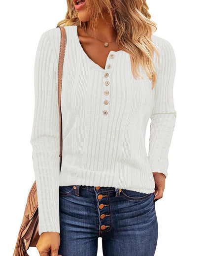 zeagoo womens sweaters ribbed knit slim fit long sleeve henley shirts pullover v neck button basic tops s 2xl