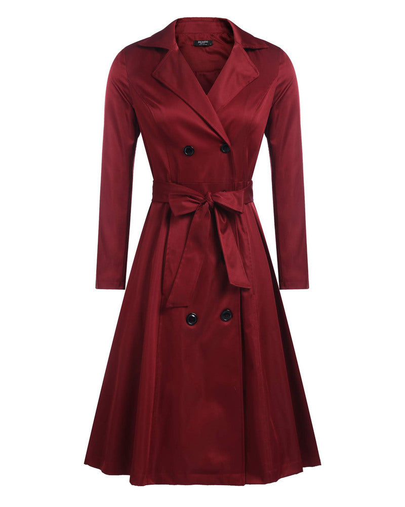 zeagoo womens trench coats double breasted long coat with belt