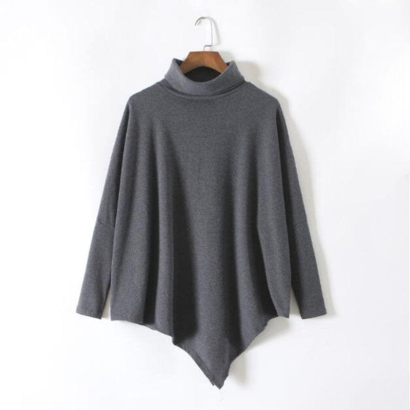 Buddha Trends Asymmetrical Turtleneck Long Sleeve Shirt