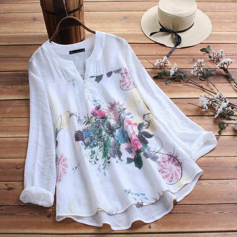 Buddha Trends Aloha Long Sleeve Floral Oversized Blouse