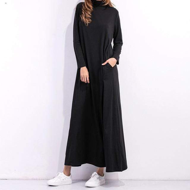 Buddhatrends maxi Dark Grey / s Harper Long Sleeve Maxi Dresses