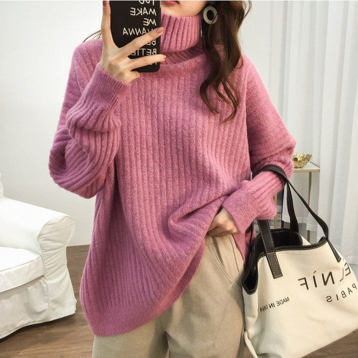 Buddhatrends Oversized Turtleneck Knitted Sweater