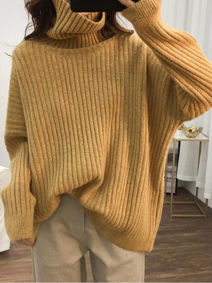 Buddhatrends Oversized Turtleneck Knitted Sweater