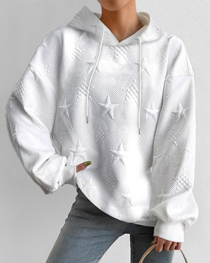 Lily® | Gezellig sweatshirt met capuchon en sterrendessin met structuur