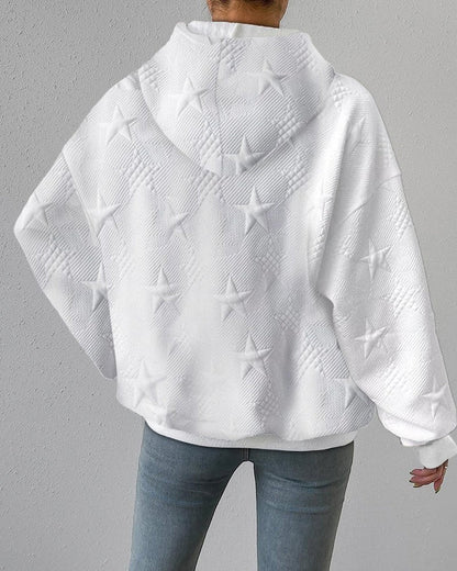 Lily® | Gezellig sweatshirt met capuchon en sterrendessin met structuur