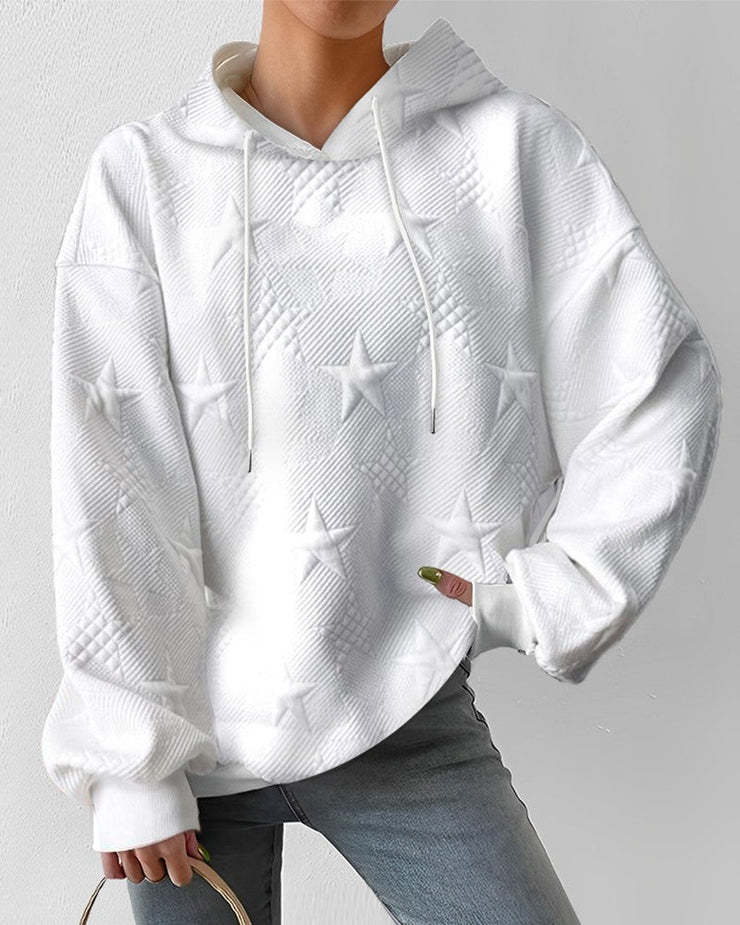 Lily® | Gezellig sweatshirt met capuchon en sterrendessin met structuur