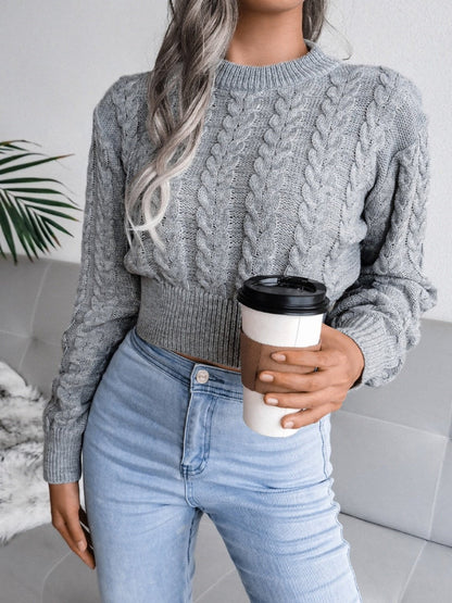 Cable - Knit Round Neck Sweater - Admiresty