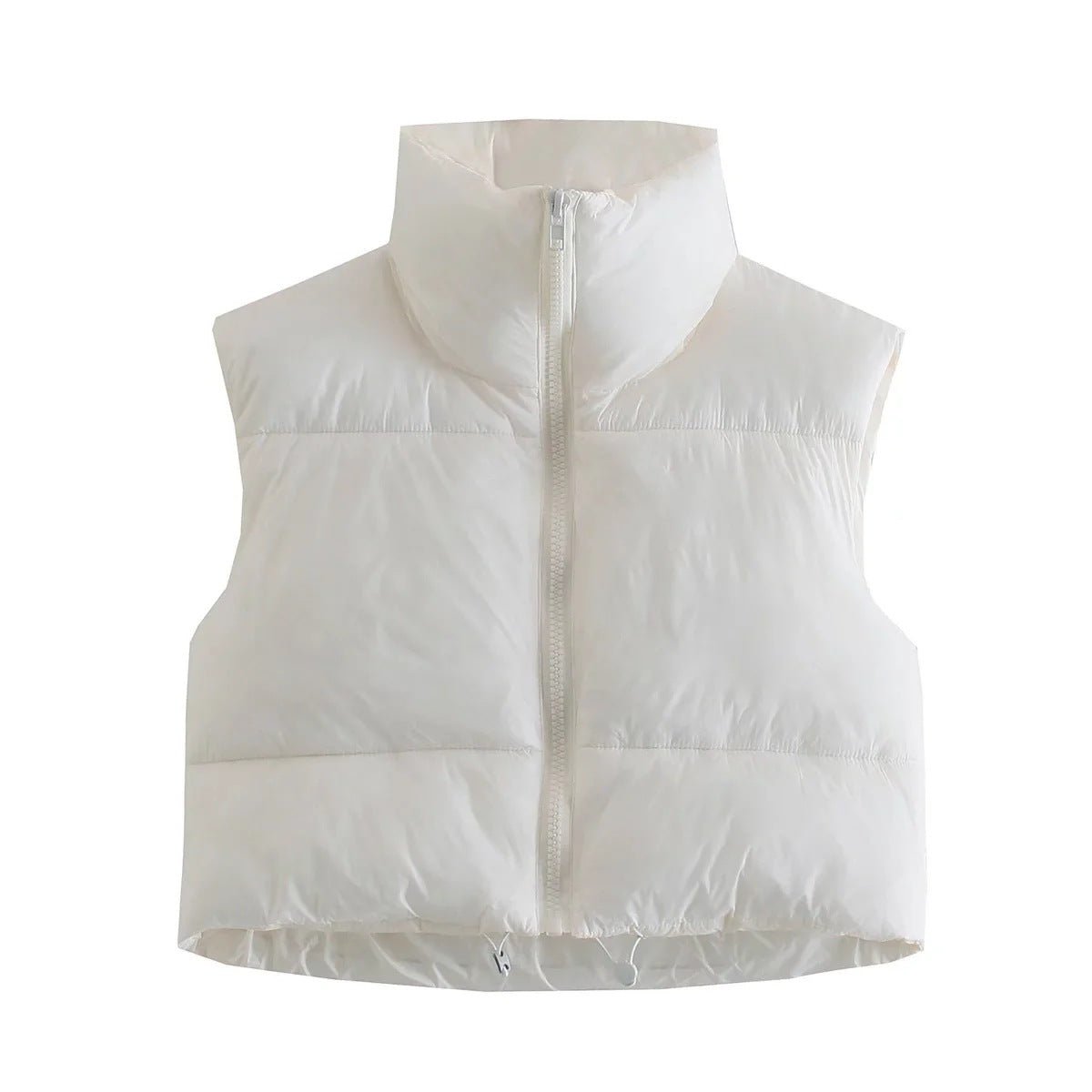 Cotton Padded Sleeveless Zip-Up Stand Collar Vest  S Red 