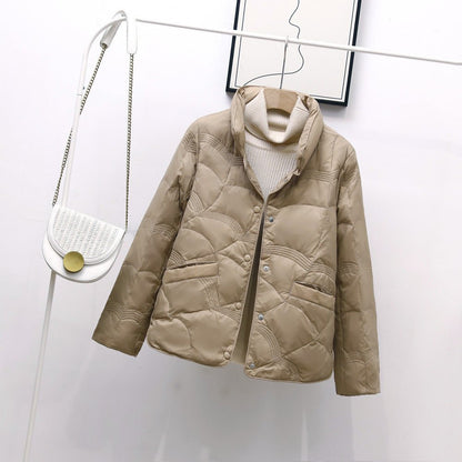 Duck Down Jacket with Stand-Up Collar for Autumn and Winter    