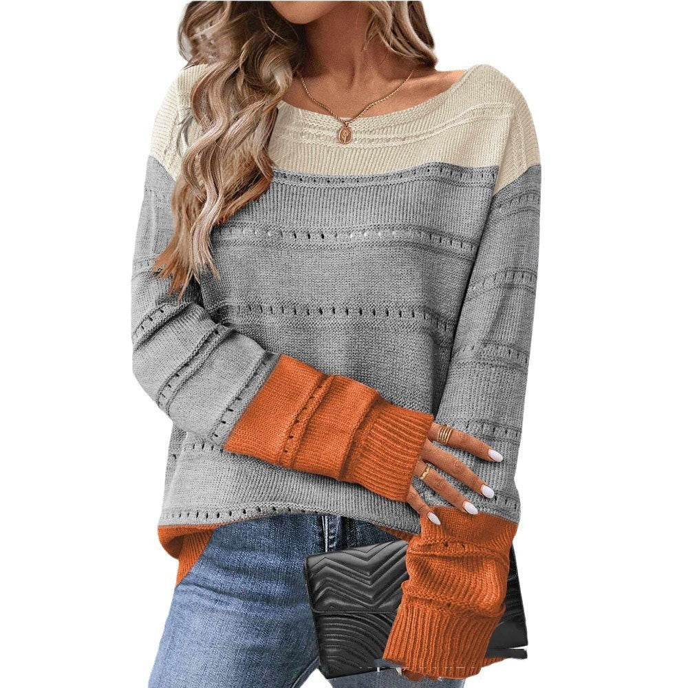 Women’s Boat Neck Knit Long Sleeve Sweater