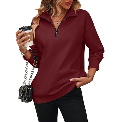 Half-zip long-sleeved sportswear for women, Y2K fashion fleece pullover