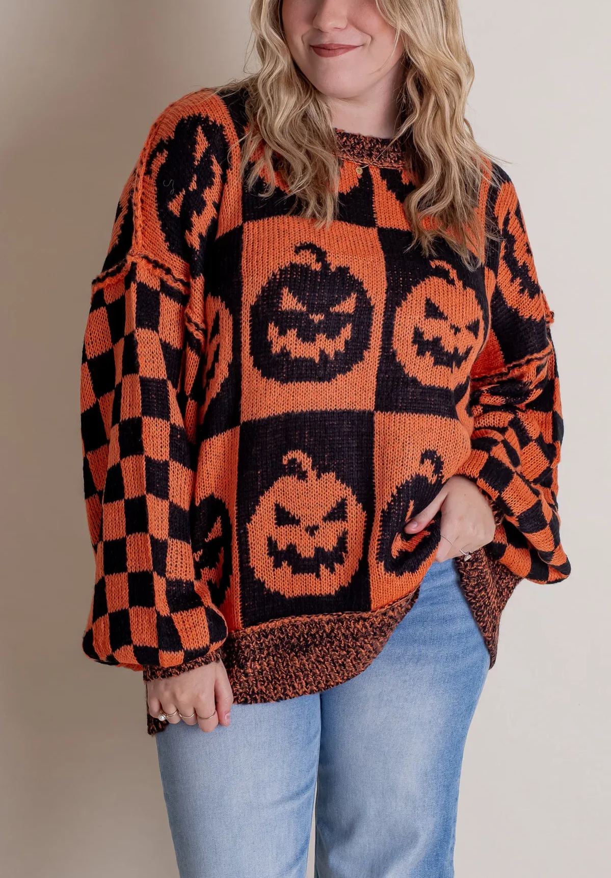 Hot Sale-Halloween Checkered Sweater-SPOOKY SEASON (Buy 2 Free Shipping)