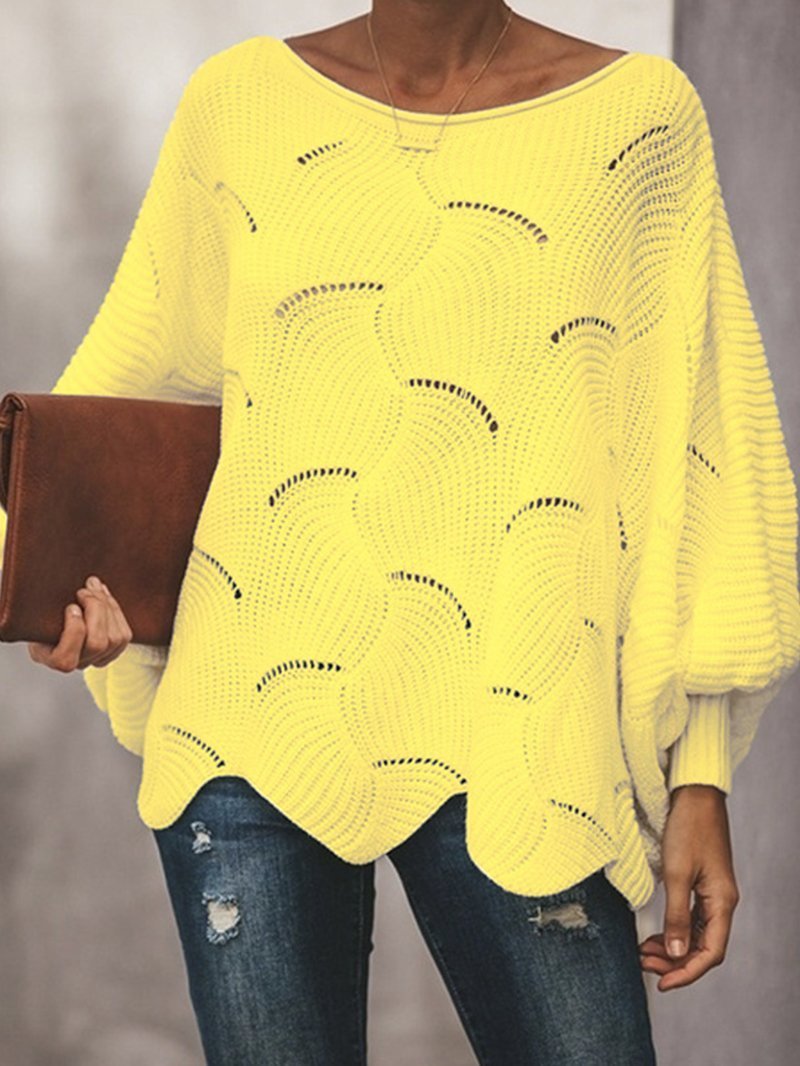 Fashion Loose Wave Bat Sleeve Sweater