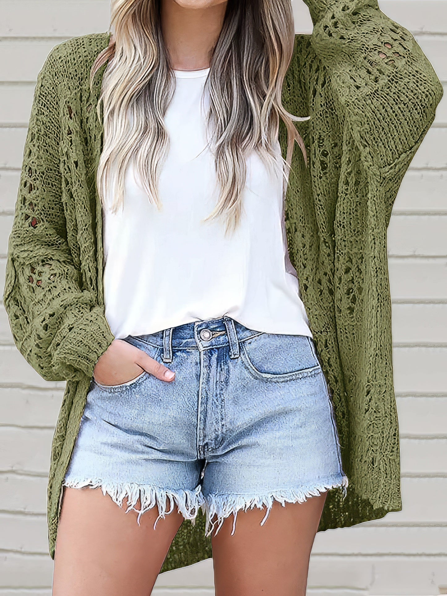 Crochet Loose Long Sleeve Knitted Sweater Cardigan