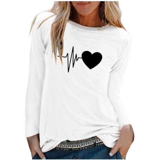 Women Casual Print Long Sleeve Loose T Shirt freeshipping - Tyche Ace