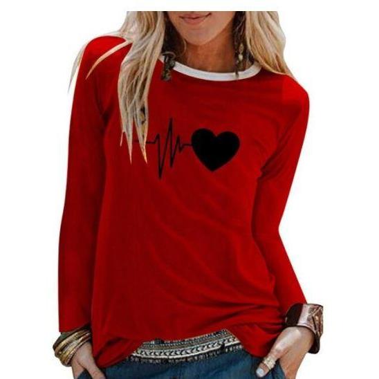 Women Casual Print Long Sleeve Loose T Shirt freeshipping - Tyche Ace