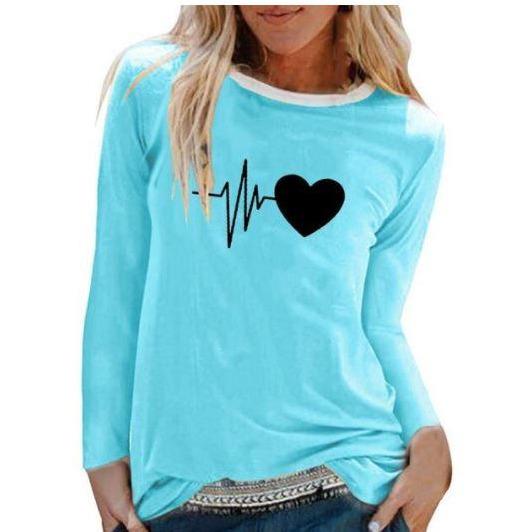 Women Casual Print Long Sleeve Loose T Shirt freeshipping - Tyche Ace