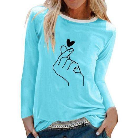 Women Casual Print Long Sleeve Loose T Shirt freeshipping - Tyche Ace