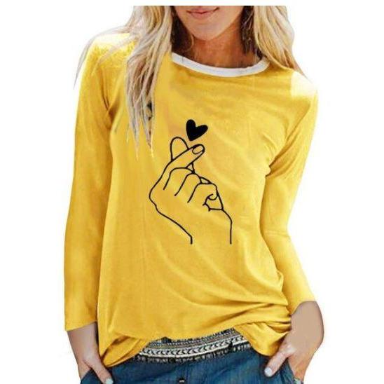 Women Casual Print Long Sleeve Loose T Shirt freeshipping - Tyche Ace