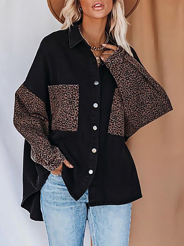 Blouses Long Sleeve Leopard Print Lapel  Blouse - LuckyFash™