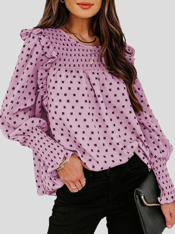 Women's Blouses Ruffled Lantern Sleeve Polka Dot Blouse - Blouses - INS | Online Fashion Free Shipping Clothing, Dresses, Tops, Shoes - 20-30 - 21/10/2021 - BLO2110211377